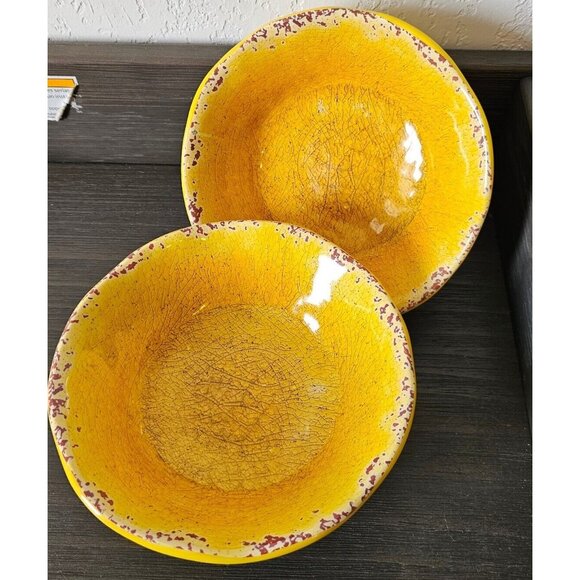 Pier 1 Carmelo Melamine Salad 2Bowls &amp; Plate rustic crackle unbreakable dish - Picture 4 of 16